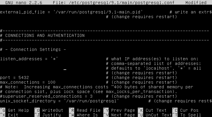 Archivo:Postgresql.conf-listen addresses2.png