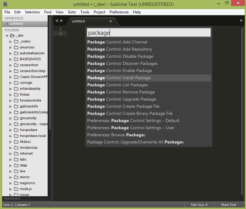 package control sublime text 3 console