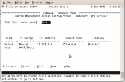 Moverse a IP Config para elixir a configuración IP Manual
